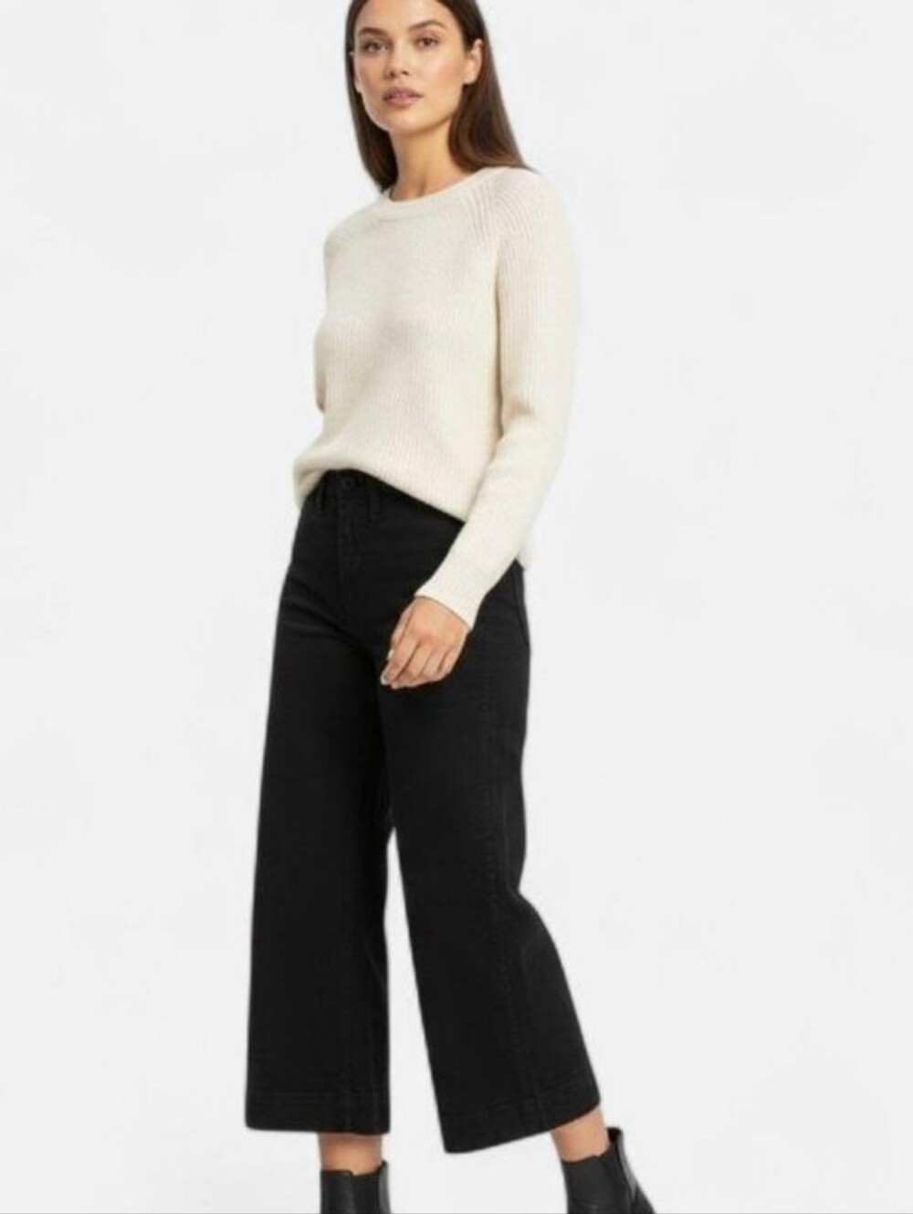 EUC Madewell Emmett Whide Leg Crap Black Jeans